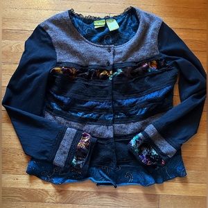 Acorn Mixed Media Cardigan, Size Medium